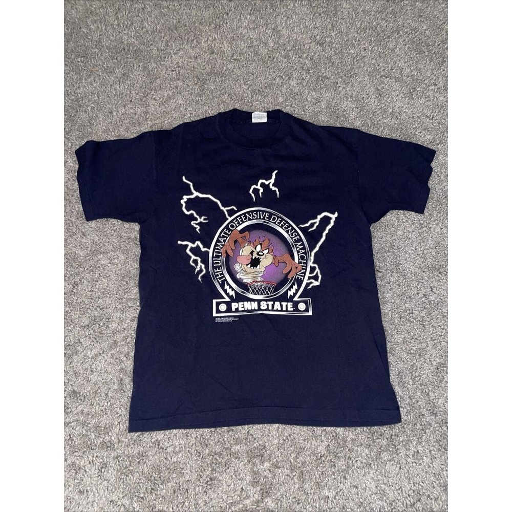 Vintage 90s Looney Tunes Taz Penn State Nittany Lions Blue Shirt XLarge RARE
